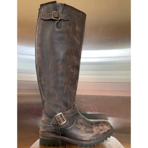 Freebird by Steven Bettle Battle Brown Distressed Leather Engineer Boot 7 - Picture 6 of 15